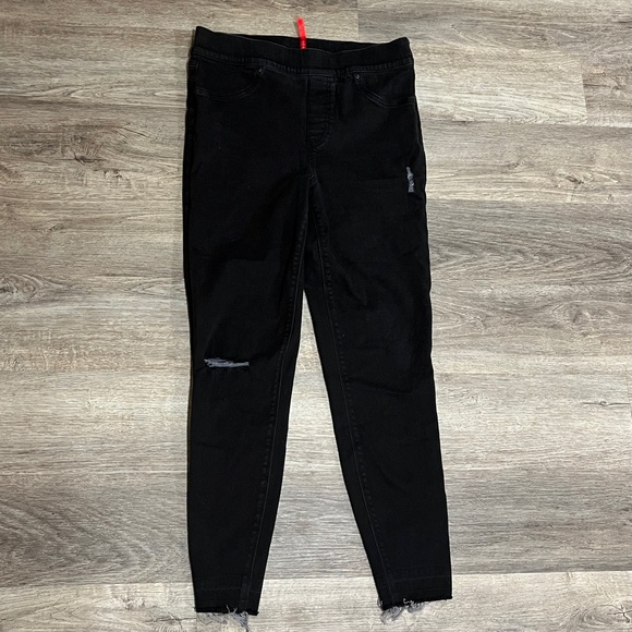 SPANX Pants - Spanx Women’s Black Distressed High Rise Skinny Pants with Raw Hem Size Large